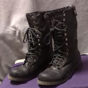 Madden Girl Black Combat Boots